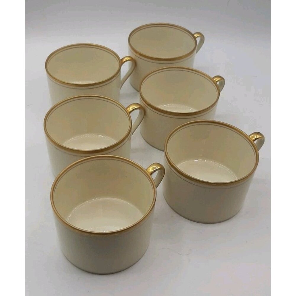 Lot of 6 Fitz & Floyd PALAIS Tea Cups Gold Trim Vintage 1970s Japan